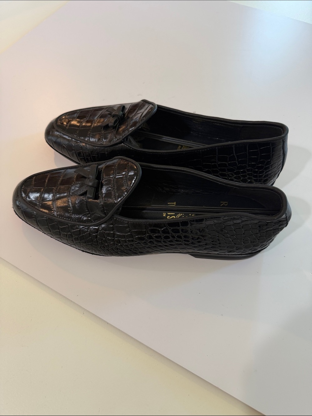 Todd Snyder Rubinacci Black Croc-Embossed Leather Loafers Sz 41(8).  NWOB Box28
